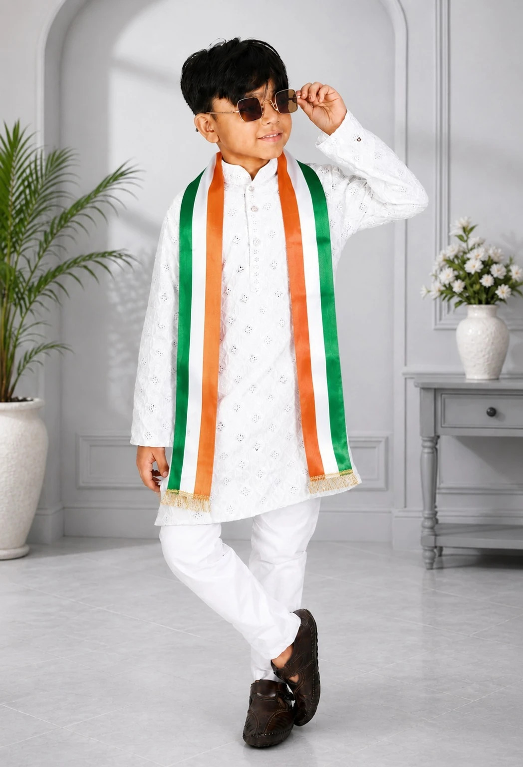 Tricolor Stole for Kids & Adults | Tiranga Stole | Patriotic Scarf for Independence Day & Republic Day | National Flag Dupatta view 5