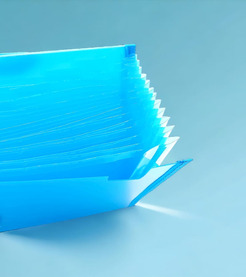 12-Pocket Expanding File Folder with Handle and Buckle Closure - Sky Blue| A4 Size Document Organizer view 2