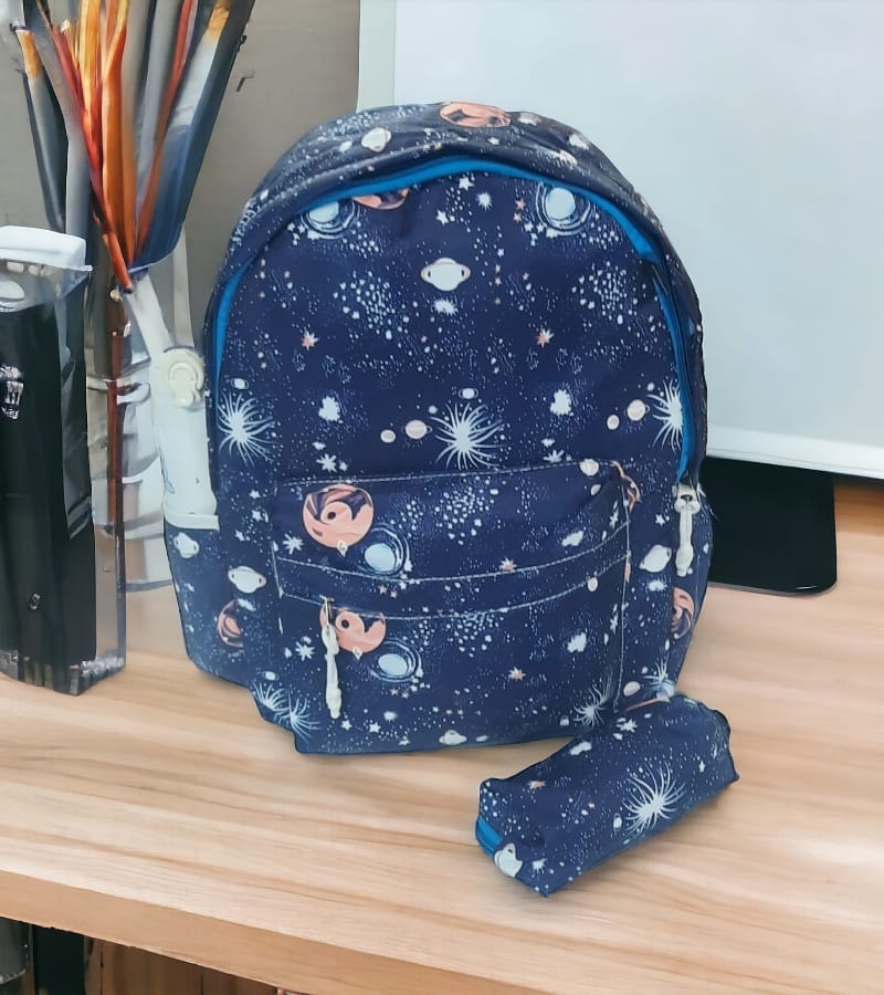 Small Size Kids Bag Printed Unisex School Backpack with Free Pencil Stationery Pouch - Blue (Suitable for Kids up to 5 years) view 2