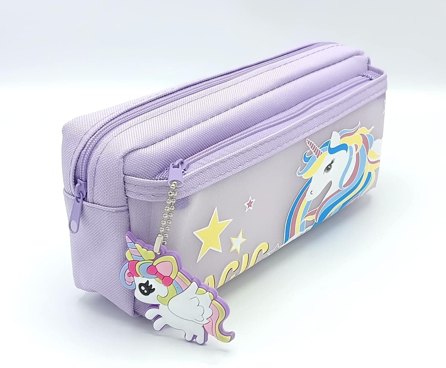 Unicorn Cute Pencil Case for Kids | Pencil Bags with Double Compartment Zipper Pouch, Pen Pencil Pouch for School/Office (Purple color) view 2