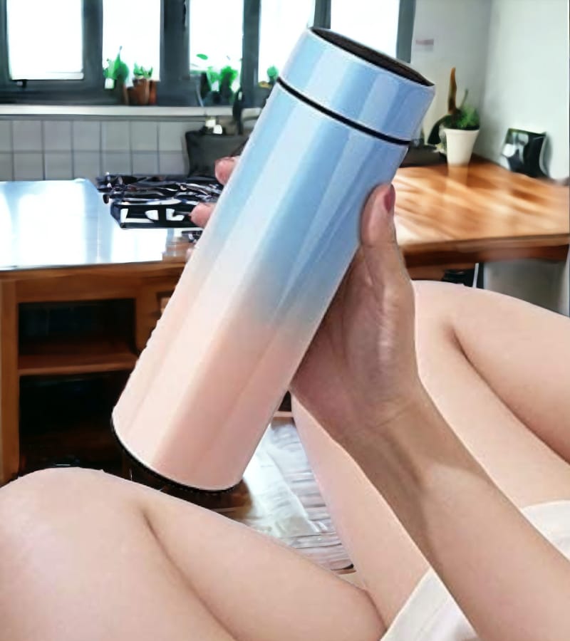 Temperature LED Touch Display Water Bottle 500 ml - for Kids & Adults | 17 OZ Vacuum-Insulated Stainless-Steel Water Bottle (Blue Gradient) view 2