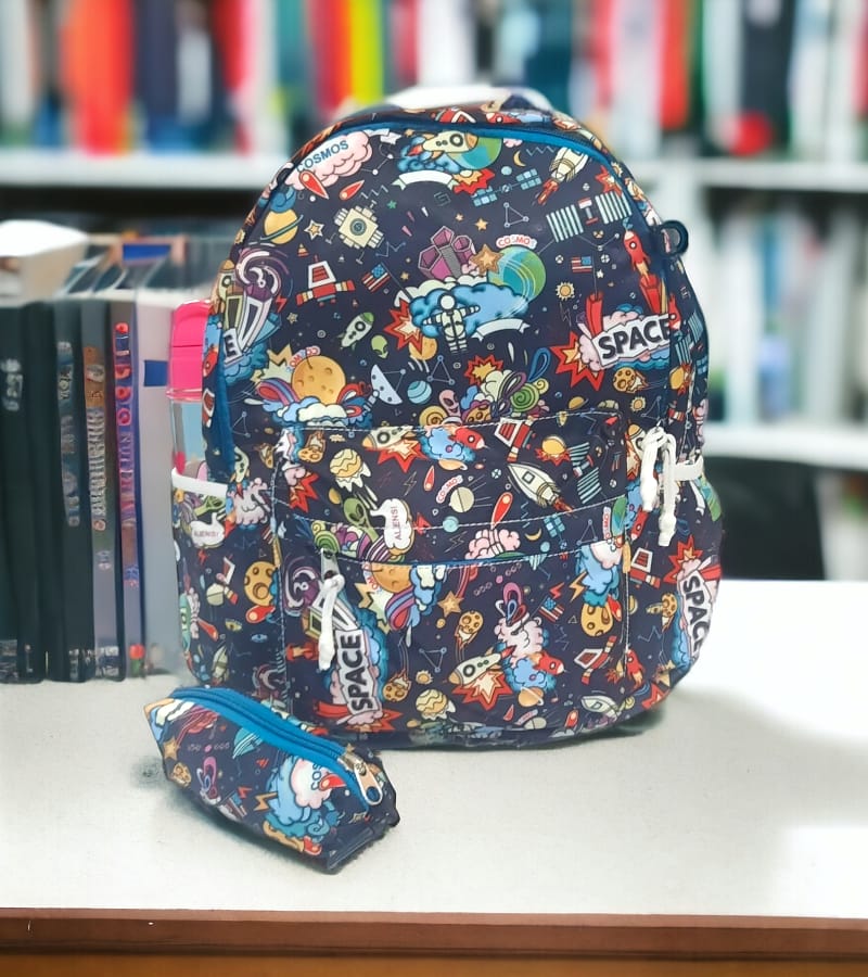 Small Size Kids Bag Printed Unisex School Backpack with Free Pencil Stationery Pouch - Multicolor (Suitable for Kids up to 5 years) view 3
