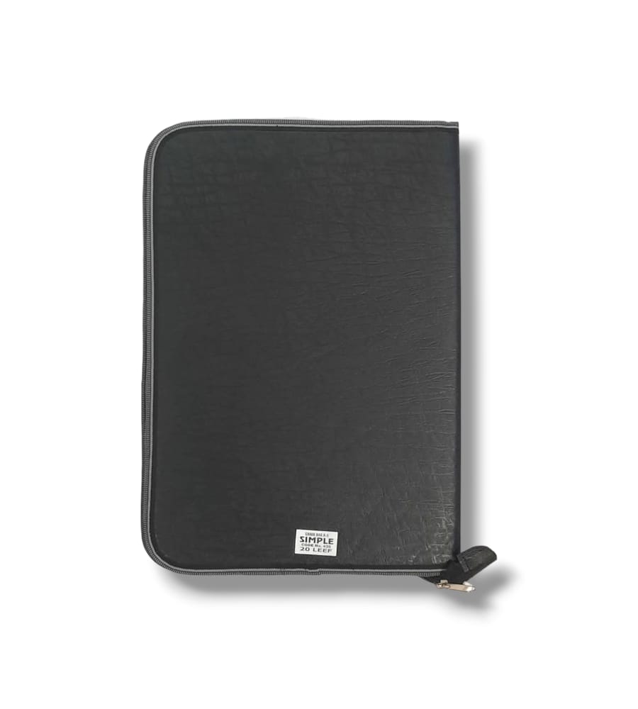 Leatherette Material Professional File Folder Executive Bag for Certificates and Documents with 20 Sleeves (Black) view 3