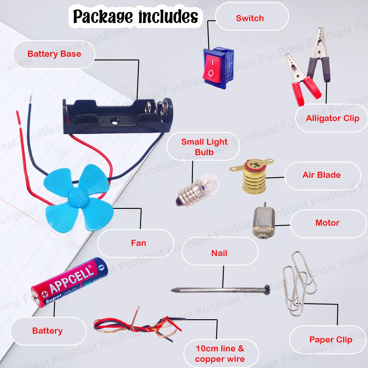 Science Experiment Kit – Electric Circuit Kit for Students with Motor Fan Toy, DIY Science Kit for Students - Random Color view 3