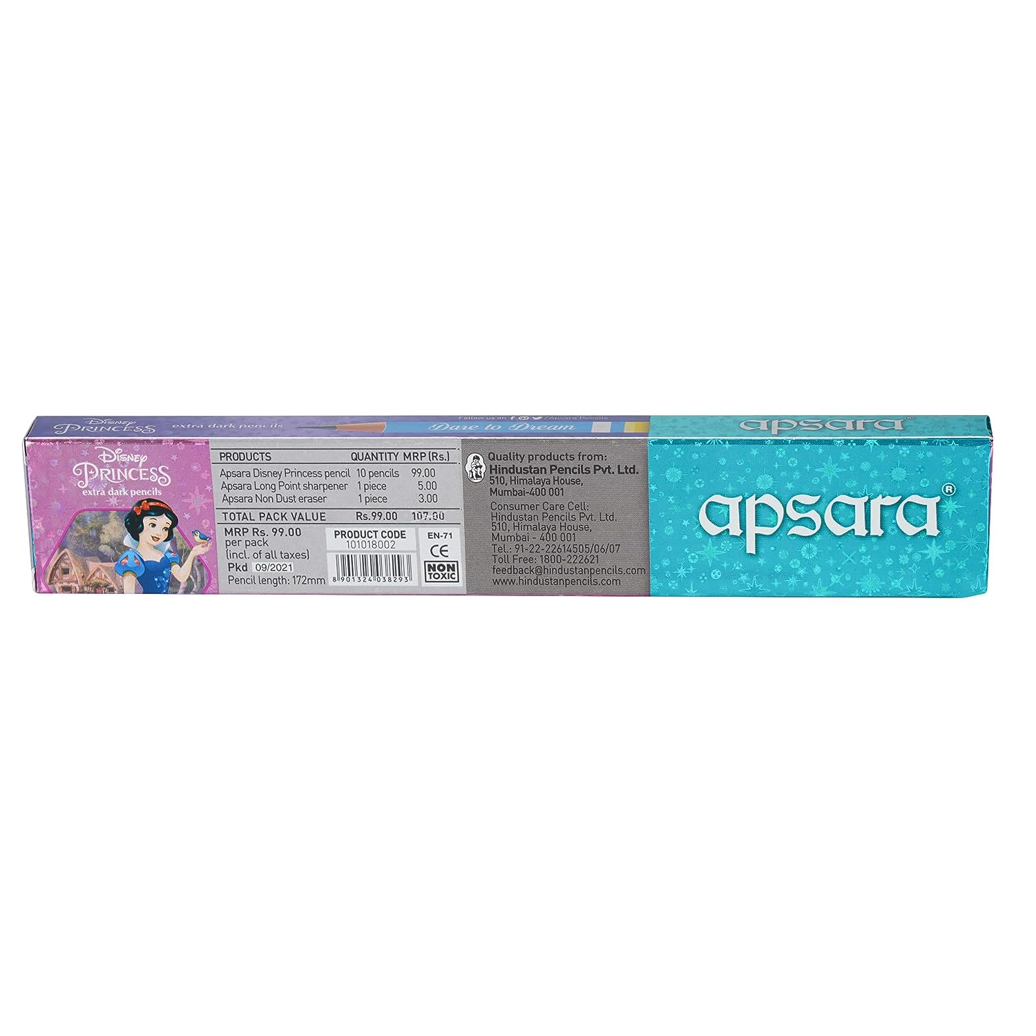 Apsara Disney Princess Extra Dark Pencils - Pack of 10 Pencils (Long Point Sharper + Non Dust Eraser Also Available In Box) view 3