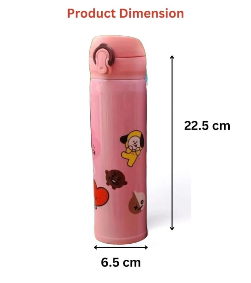 Stainless Steel BTS Army Sipper Round Shape Theme/Water Bottle/Insulated Bottle for Office/School 500 ml (BTS Army Pink) view 3