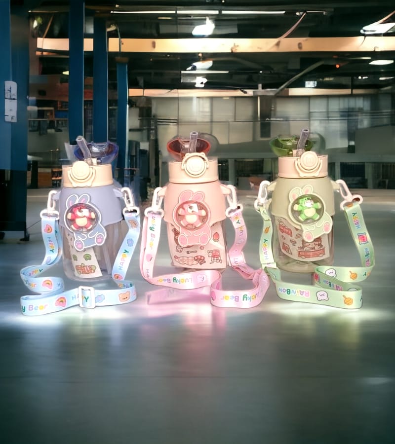 Teddy Bear Water Bottle for Kids - 650 ML, Kids Double-Wall Thermos Flask Cute Water Bottles (Green) view 4