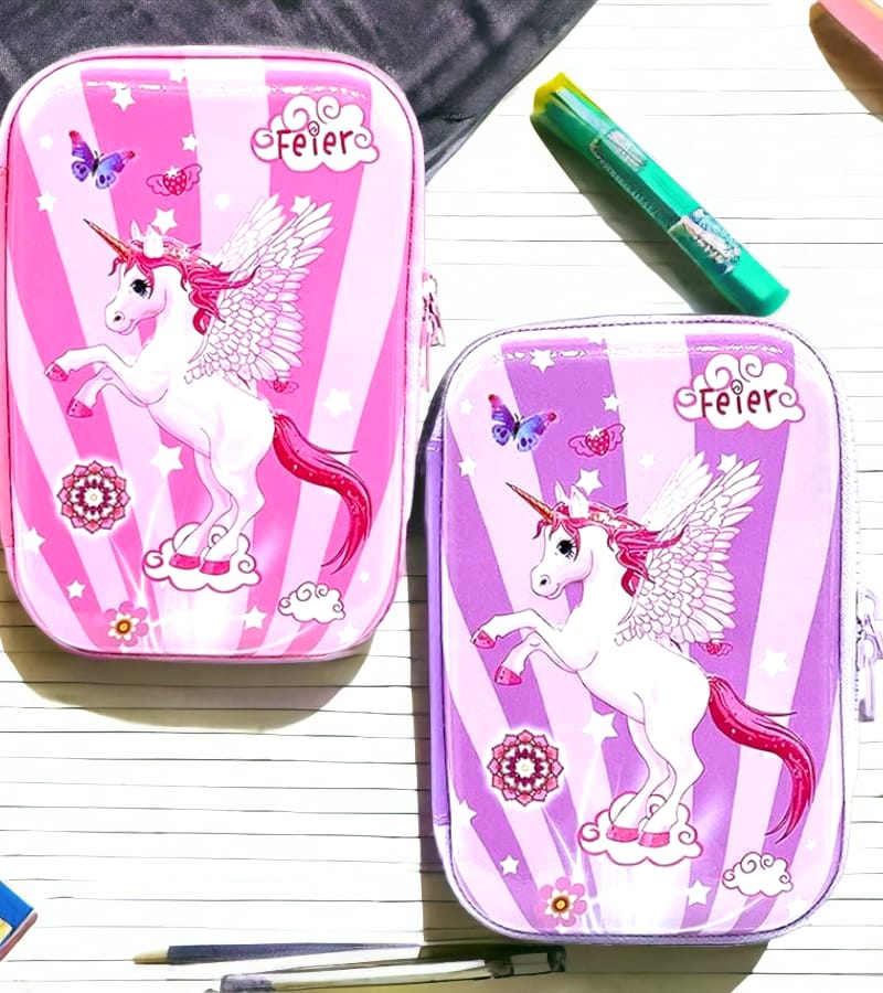 Multipurpose Stylish Unicorn Print Large Capacity Pencil Case, Pen & Pencil Pouch Supplies for Kids, Pouch for Girls (Dream Unicorn, Purple) view 4