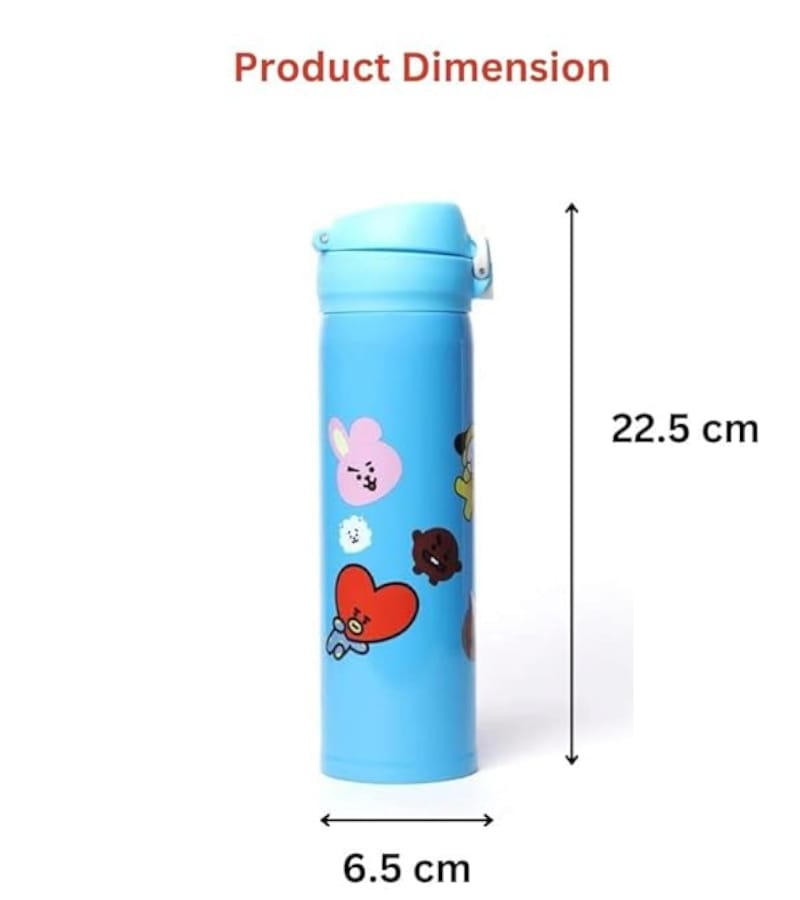 Stainless Steel BTS Army Sipper Round Shape Theme/Water Bottle/Insulated Bottle for Office/School 500 ml (BTS Army Blue) view 4