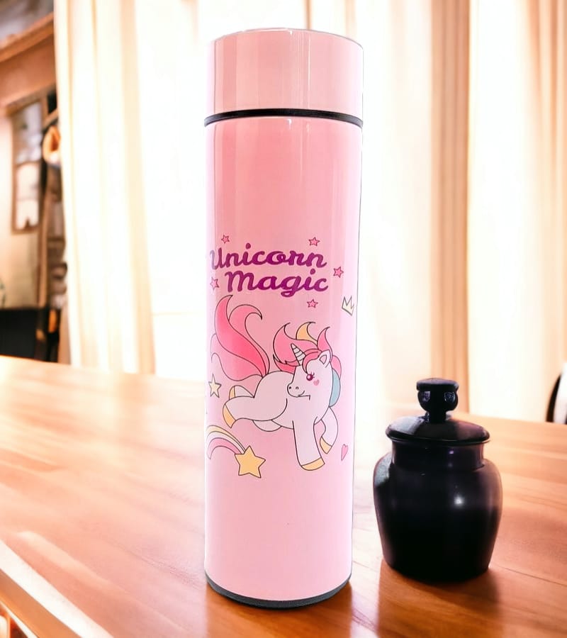 Unicorn Temperature LED Touch Display Bottle 420 ml - Water, Milk, Juice and Liquid - for Kids - BPA Free (Pink) view 4