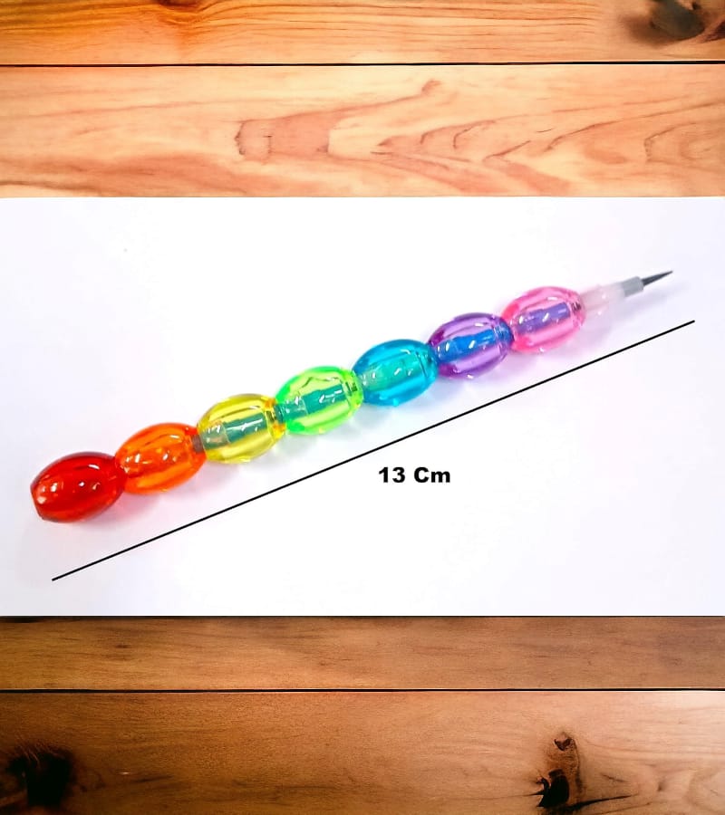 Pearls Design Stacking Pencils, Non-Sharpening Stackable Pencil, Rainbow Color Pencil for Kids Writing, Drawing, Party Favor, School Supplies (Pack Of 4Pcs) view 4