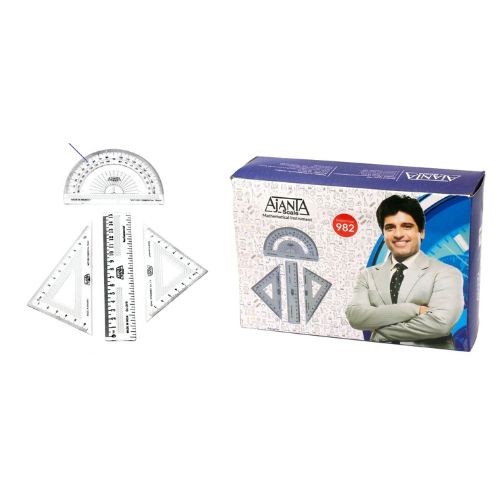 Ajanta 4-Piece Premium Mathematical Instrument Set (1 Premium 15 cm Ruler, 2 Premium Set Squares (45 Degree & 60 Degree), and 1 Premium 180 Degree Protector) view 6