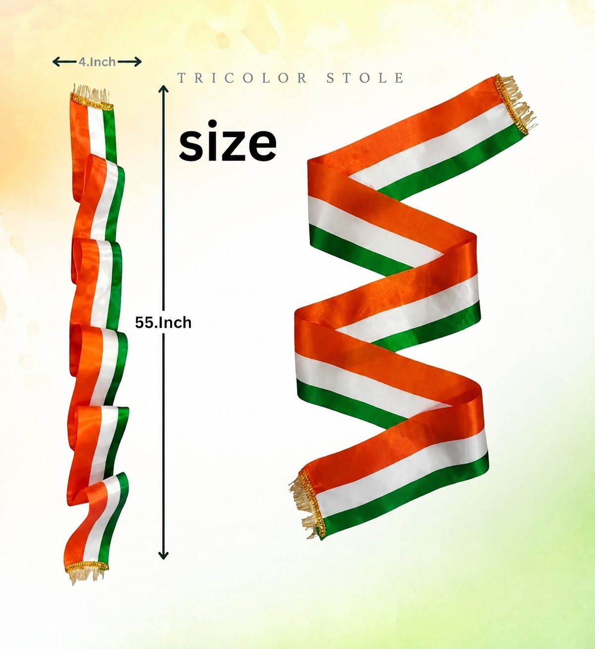 Tricolor Stole for Kids & Adults | Tiranga Stole | Patriotic Scarf for Independence Day & Republic Day | National Flag Dupatta view 3