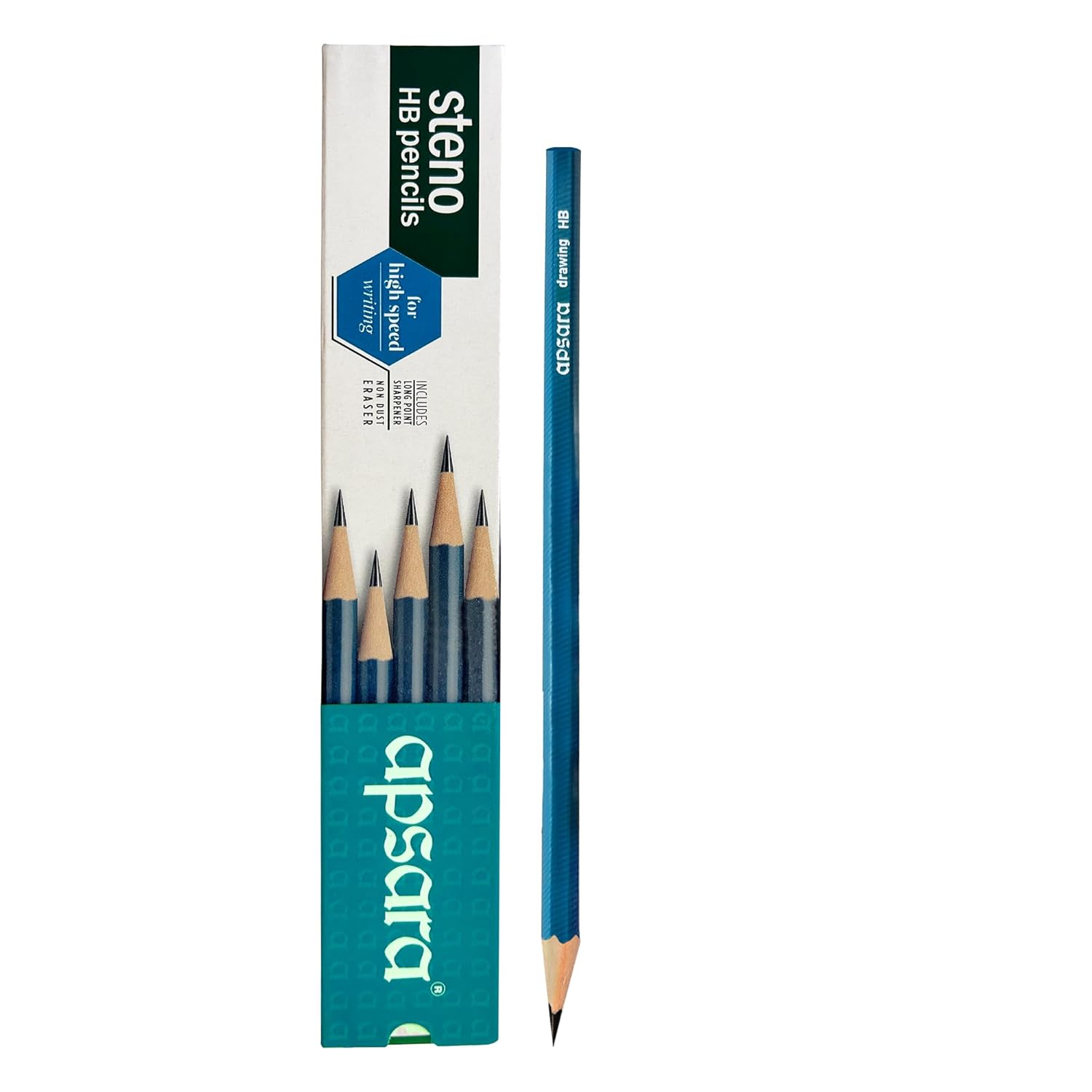 Apsara Steno HB Extra Dark Pencils - Pack of 10 with Sharpener & Eraser - Buy Online at Your NoteBook