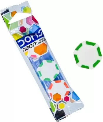 DOMS Neon Junior Hex Eraser | 3 Eraser In 1 Pack, Non-Toxic Eraser - Multicolor - Buy Online at Your NoteBook
