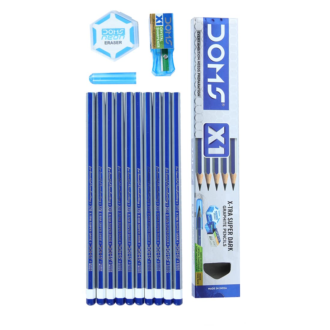Doms X1 X-Tra Super Dark Graphite Pencils - Pack of 10 Pencils - Buy Online at Your NoteBook