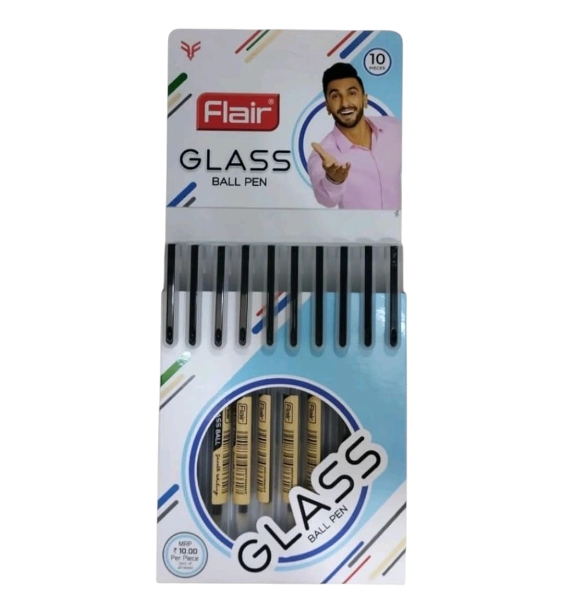 Flair Glass Ball Pen - Pack of 10, Blue Ink