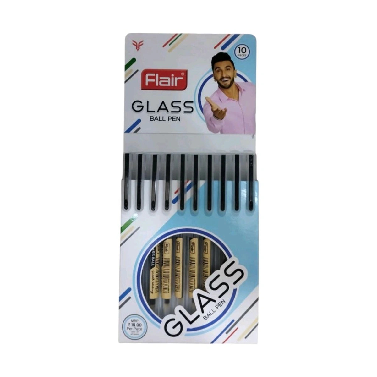 Flair Glass Ball Pen Black Ink - Pack of 10