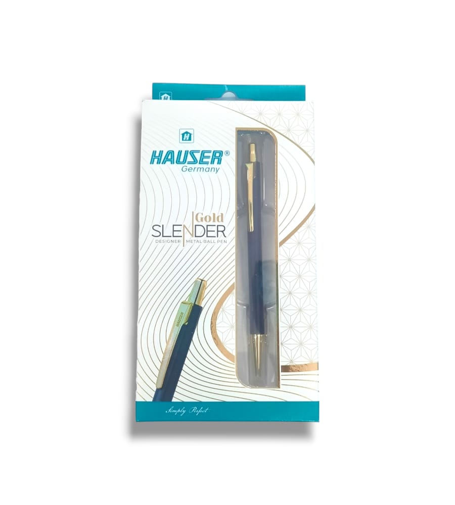 Hauser Slender Gold Designer Metal Ball Pen - Blue Ink, Pack of 1