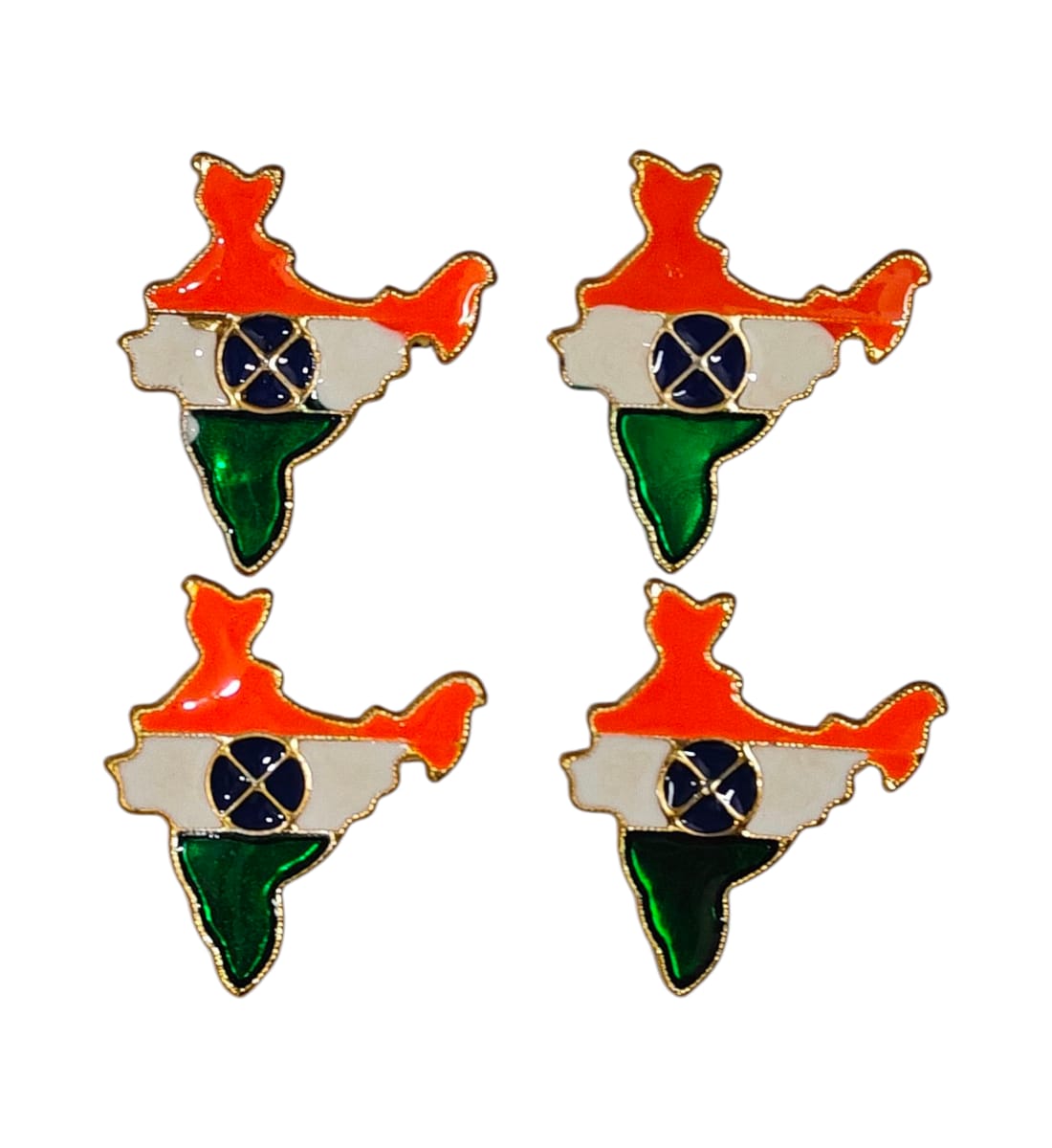 India Map Badges – Map Design Pin Button for Independence & Republic Day, Pack of 4