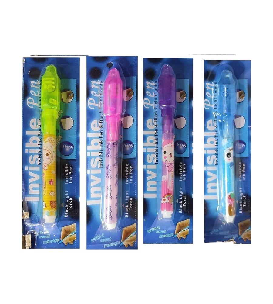 Invisible Ink Magic Pen with UV-Light |Secret Message Spy Pen For Kids & Adults - Pack of 4