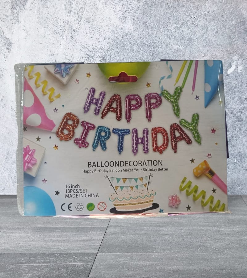 Multicolor Happy Birthday Foil Balloon Banner - 13 Pieces Set
