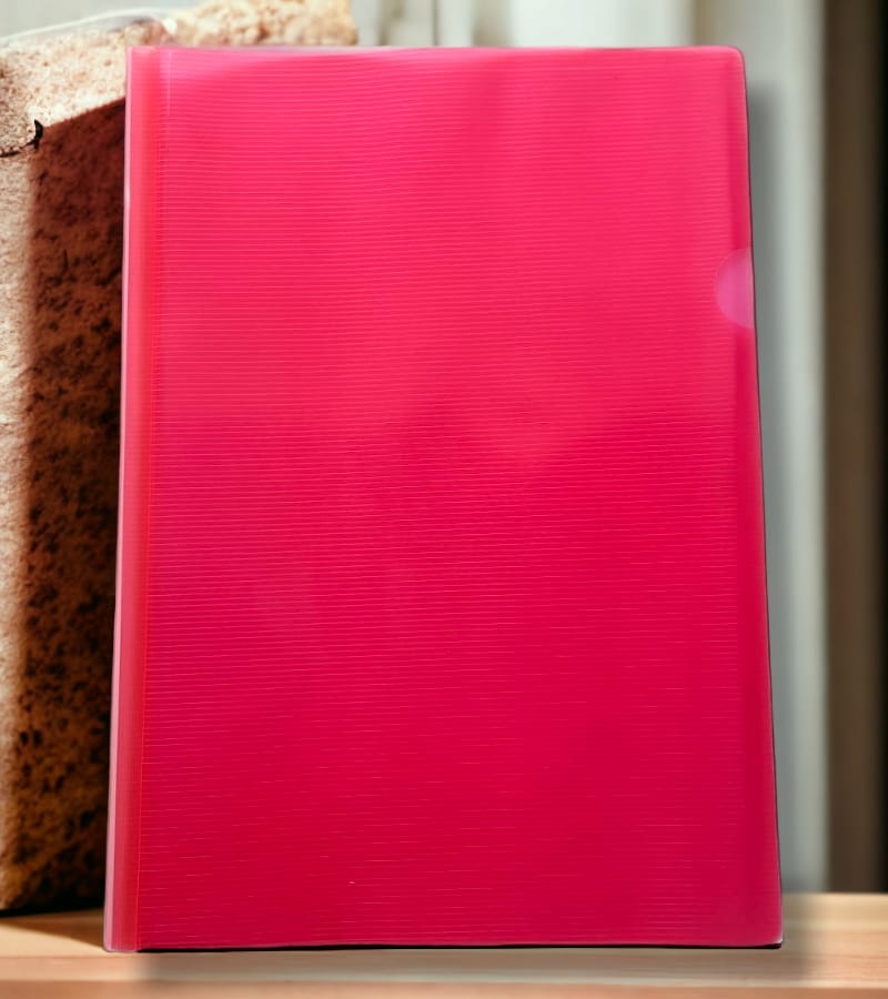 Plastic File Folder for Document Sliding Bar Report Covers A4 Size - Transparent Red(Pack of 2)