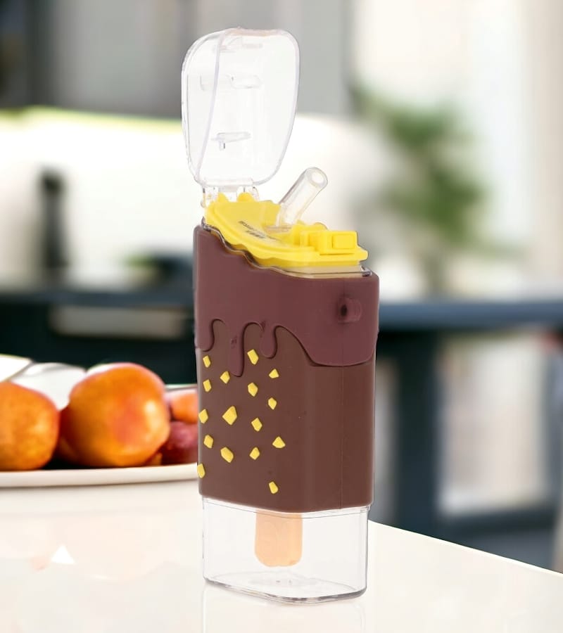 Summer Cute Ice Cream Water Bottle with Straw Portable Leakproof - 300 ml - Buy Online at Your NoteBook