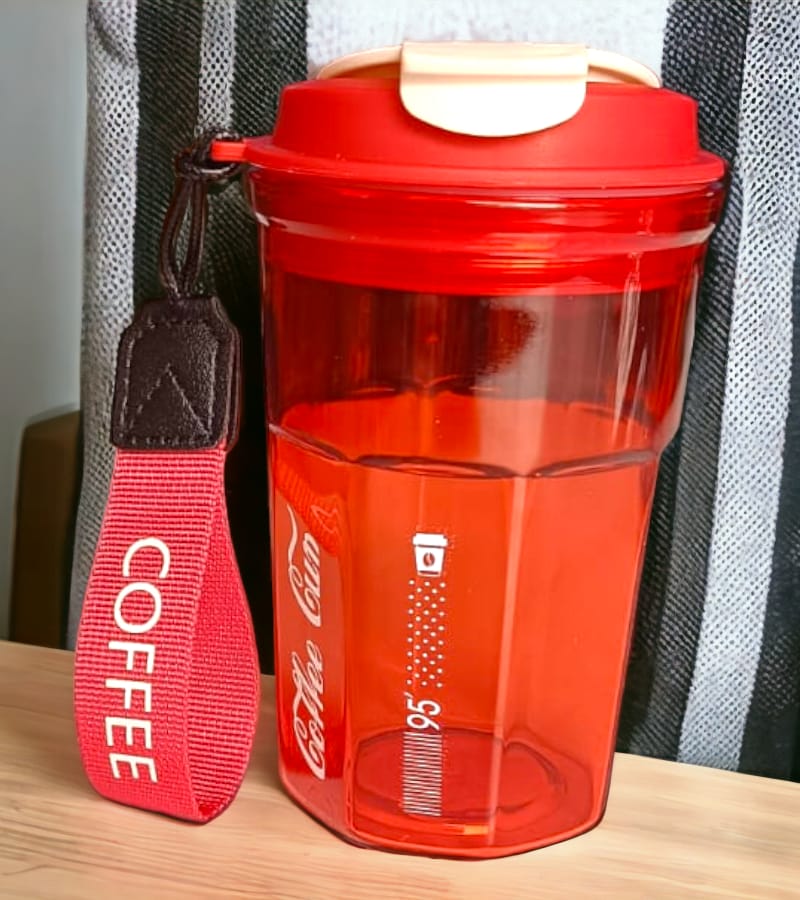 Transparent Sipper/Coffee Cup 400 ml - Red Color - Buy Online at Your NoteBook