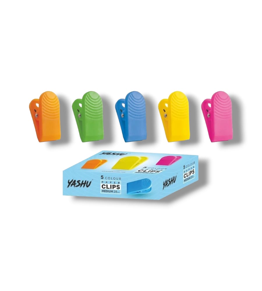 Yashu Plastic Paper Clips Medium - 28 mm, Pack of 10